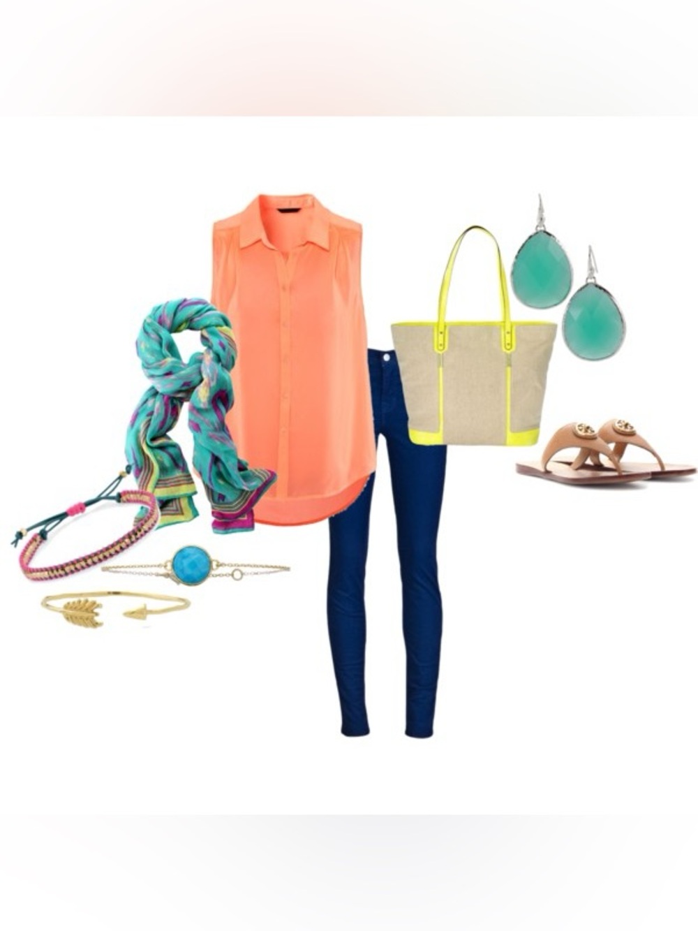Canvas Tote Bag with Neon Yellow Trim - Picture 4 of 16